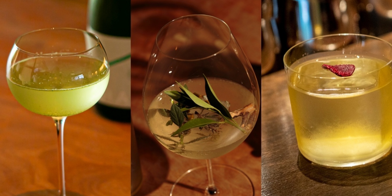 左から、Kagiroi かぎろひ、Japanese Tachibana 和のボタニカルカクテル、Imoroni 芋ろうに